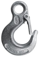 CM - 2,600 Lb Capacity, Chain Grade 43, Steel Eye Hook - 0.73" Hook Throat, 2.61" Reach, 0.53" Eye ID, 1/4" Chain Diam, 3.69" OAL, Heat Treated - Exact Tooling