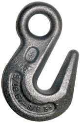 CM - 6,600 Lb Capacity, Chain Grade 70, Steel Eye Hook - 0.51" Hook Throat, 2.46" Reach, 0.68" Eye ID, 3/8" Chain Diam, 4.03" OAL, Self-Colored - Exact Tooling