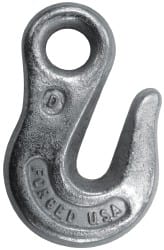 CM - 13,000 Lb Capacity, Chain Grade 43, Steel Eye Hook - 0.83" Hook Throat, 4-1/4" Reach, 1.16" Eye ID, 5/8" Chain Diam, 6.95" OAL, Heat Treated - Exact Tooling