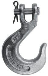 CM - 7/16 Inch Chain Diameter, Grade 43 Clevis Hook - 7,200 Lbs. Load Capacity, 0.58 Inch Inside Diameter, 1/2 Inch Pin Diameter, 1.02 Inch Hook Throat, 5.56 Inch Overall Length, 3.91 Inch Hook Width - Exact Tooling