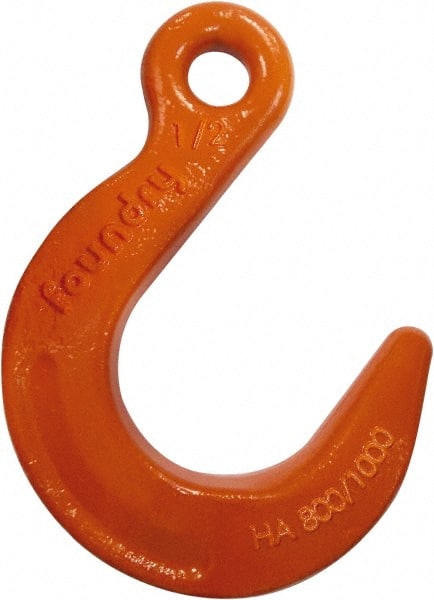 CM - Chain Grade 100, 35,300 Lbs. Load Limit Eye Foundry Hook - 2-1/2 Inch Hook Throat, 7.81 Inch Reach, 1-1/2 Inch Eye Inside Diameter, 3/4 Inch Chain Diameter, 11.38 Inch Overall Length, 1 Inch Eye Thickness - Exact Tooling