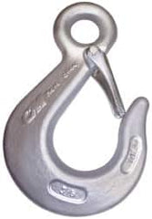 CM - Chain Grade 100, 8,800 Lbs. Load Limit Eye Sling Hook with Latch - 3 Inch Hook Throat, 5-3/4 Inch Reach, 3/4 Inch Eye Inside Diameter, 3/8 Inch Chain Diameter, 7.88 Inch Overall Length - Exact Tooling