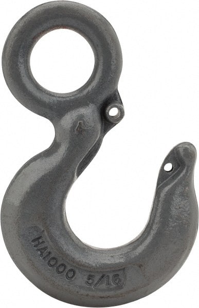 CM - Chain Grade 100, 5,700 Lbs. Load Limit Eye Rigging Hook - 1.06 Inch Hook Throat, 4.09 Inch Reach, 1.13 Inch Eye Inside Diameter, 5/16 Inch Chain Diameter, 5.63 Inch Overall Length, 1/2 Inch Eye Thickness - Exact Tooling