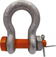 CM - 1/2" Nominal Chain Size, 3.3 Ton Alloy Steel Bolt Anchor Shackle - 23/32" Diam, 5/8" Pin Diam, 13/16" Wide Inside Jaw, 1-5/32" Inside Width - Exact Tooling
