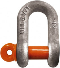 CM - 1/2" Nominal Chain Size, 2 Ton Carbon Steel Screw Chain Shackle - 23/32" Diam, 5/8" Pin Diam, 13/16" Wide Inside Jaw, 13/16" Inside Width - Exact Tooling