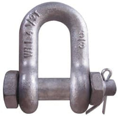 CM - 5/16" Nominal Chain Size, 0.75 Ton Carbon Steel Bolt Chain Shackle - 15/32" Diam, 3/8" Pin Diam, 17/32" Wide Inside Jaw, 17/32" Inside Width - Exact Tooling