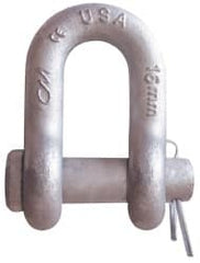 CM - 1/4" Nominal Chain Size, 0.75 Ton Carbon Steel Round Chain Shackle - 13/32" Diam, 9/32" Pin Diam, 15/32" Wide Inside Jaw, 15/32" Inside Width - Exact Tooling