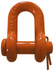 CM - 3/8" Nominal Chain Size, 1.5 Ton Carbon Steel Round Chain Shackle - 17/32" Diam, 7/16" Pin Diam, 21/32" Wide Inside Jaw, 21/32" Inside Width - Exact Tooling