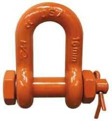 CM - 5/16" Nominal Chain Size, 1 Ton Carbon Steel Bolt Chain Shackle - 15/32" Diam, 3/8" Pin Diam, 17/32" Wide Inside Jaw, 17/32" Inside Width - Exact Tooling