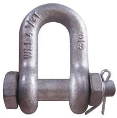 CM - 5/16" Nominal Chain Size, 1 Ton Carbon Steel Bolt Chain Shackle - 15/32" Diam, 3/8" Pin Diam, 17/32" Wide Inside Jaw, 17/32" Inside Width - Exact Tooling