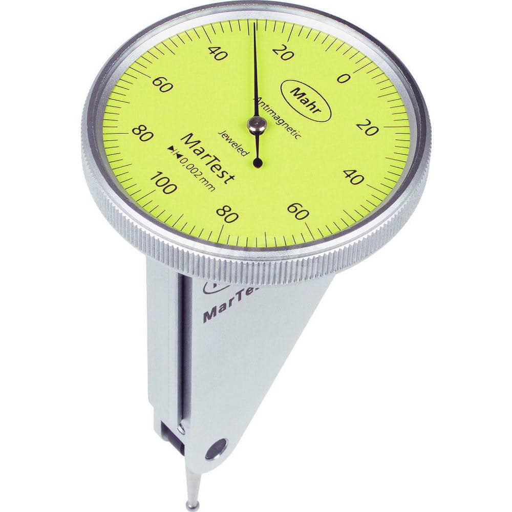 Mahr - Dial Test Indicators; Maximum Measurement (Decimal Inch): 0.0040 ; Maximum Measurement (mm): 0.10 ; Dial Graduation (Decimal Inch): 7.870000 ; Dial Graduation (mm): 0.0020 ; Dial Reading: 100-0-100 ; Dial Diameter (Inch): 1.5 - Exact Tooling
