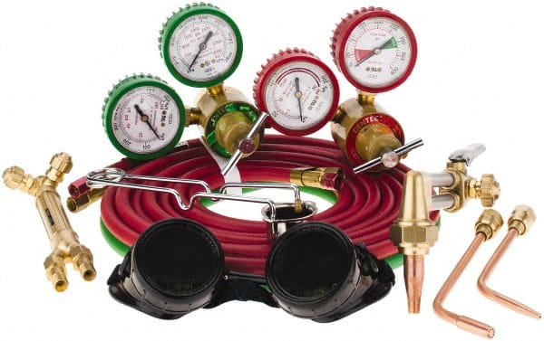 Value Collection - 1/2 Inch Cutting Capacity, 3/16 Inch Welding Capacity, Oxygen and Acetylene Torch Kit - Welding Outfit - Exact Tooling