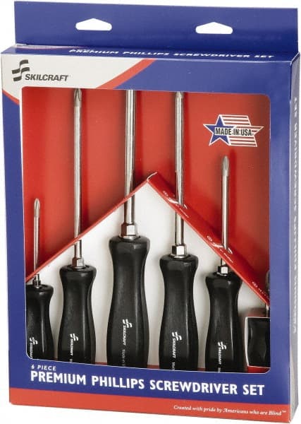 Ability One - 6 Piece Phillips Screwdriver Set - Bit Sizes: Philips #1 to #4 - Exact Tooling