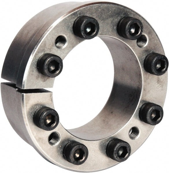 Climax Metal Products - M10 Thread, 2-11/16" Bore Diam, 4.331" OD, Shaft Locking Device - 8 Screws, 30,403 Lb Axial Load, 4.685" OAW, 0.945" Thrust Ring Width, 3,405 Ft/Lb Max Torque - Exact Tooling