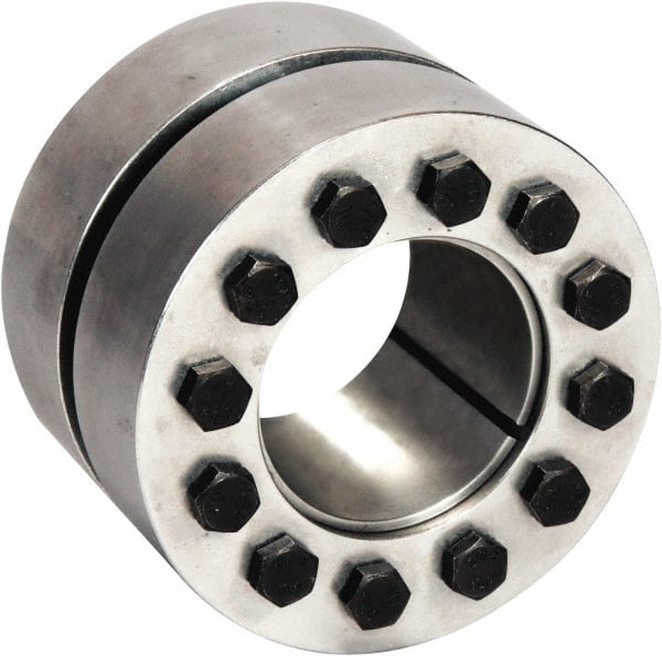 Climax Metal Products - M12 Thread, 3-7/8" Bore Diam, 185mm OD, Shaft Locking Device - 12 Screws, 111,354 Lb Axial Load, 7.283" OAW, 4.173" Thrust Ring Width, 17,979 Ft/Lb Max Torque - Exact Tooling