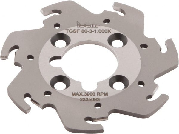 Iscar - Arbor Hole Connection, 0.118" Cutting Width, 0.63" Depth of Cut, 0.098" Cutter Diam, 1" Hole Diam, 7 Tooth Indexable Slotting Cutter - TGSF Toolholder, TAG N3 Insert - Exact Tooling