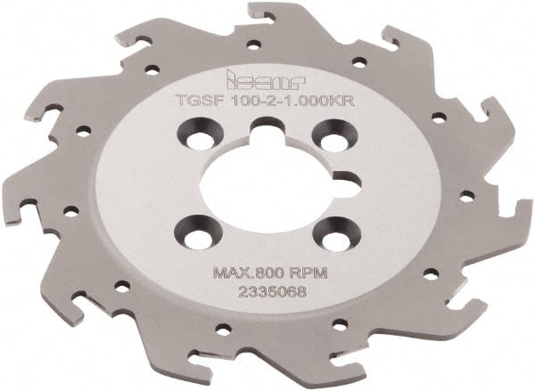 Iscar - Arbor Hole Connection, 0.079" Cutting Width, 1.02" Depth of Cut, 0.065" Cutter Diam, 1" Hole Diam, 11 Tooth Indexable Slotting Cutter - TGSF Toolholder, TAG N2 Insert - Exact Tooling