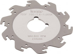 Iscar - Arbor Hole Connection, 1/16" Cutting Width, 1.181" Depth of Cut, 3-15/16" Cutter Diam, 1" Hole Diam, 10 Tooth Indexable Slotting Cutter - TGSF Toolholder, TAG N-A, TAG N-C/W/M, TAG N-J/JS/JT, TAG N-LF, TAG N-MF, TAG N-UT Insert - Exact Tooling