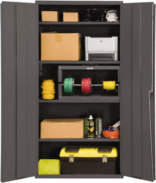Durham - 4 Shelf Locking Storage Cabinet - Steel, 36" Wide x 18" Deep x 72" High, Gray - Exact Tooling