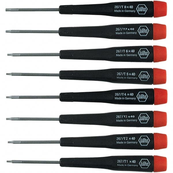 Wiha - 8 Piece Torx Screwdriver Set - Bit Sizes: Torx T1, T2, T3, T4, T5, T6, T-7 & T-8 - Exact Tooling