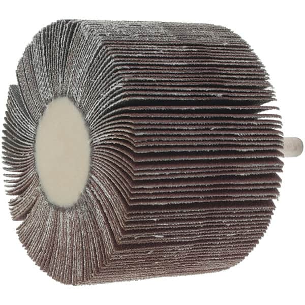 Value Collection - 3" Diam x 2" Face Width, Fine Aluminum Oxide Coated Mounted Flap Wheel - 1/4" Shank Mount, 120 Grit, 20,000 Max RPM - Exact Tooling