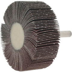 Value Collection - 2-1/2" Diam x 1" Face Width, Fine Aluminum Oxide Coated Mounted Flap Wheel - 1/4" Shank Mount, 120 Grit, 25,000 Max RPM - Exact Tooling