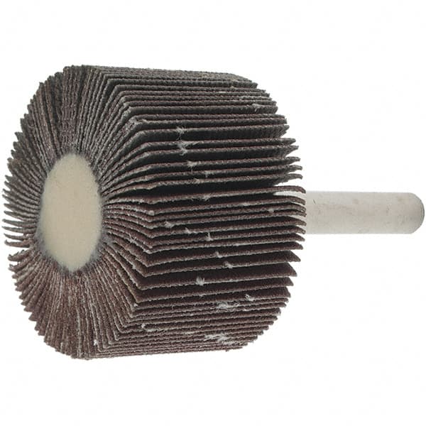 Value Collection - 1-1/2" Diam x 1" Face Width, Very Fine Aluminum Oxide Coated Mounted Flap Wheel - 1/4" Shank Mount, 180 Grit, 30,000 Max RPM - Exact Tooling