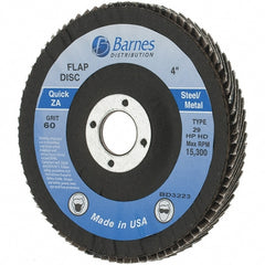 Value Collection - 80 Grit, 4" Disc Diam, 5/8" Center Hole, Type 29 Zirconia Alumina Flap Disc - Arbor Attaching System, Coated - Exact Tooling