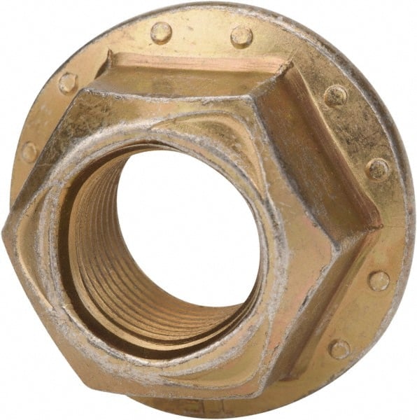 Made in USA - 5/16-24 Grade 8 Steel Hex Flange Lock Nut - Zinc Yellow Dichromate Finish - Exact Tooling