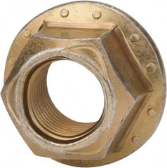 Made in USA - 7/16-20 Grade 8 Steel Hex Flange Lock Nut - Zinc Yellow Dichromate Finish - Exact Tooling