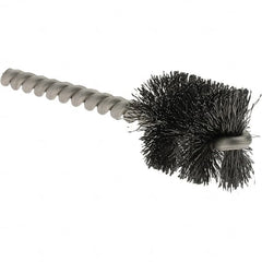 Weiler - 1" Diam Helical Steel Tube Brush - Single Spiral, 0.008" Filament Diam, 1" Brush Length, 3-1/2" OAL, 1/4" Diam Stainless Steel Shank - Exact Tooling