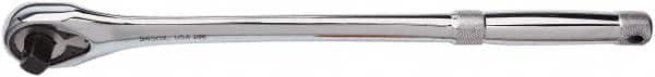 Proto - 1/2" Drive Pear Head Tethered Ratchet - Full Polish Chrome Finish, 15" OAL, 45 Gear Teeth, Long Handle - Exact Tooling