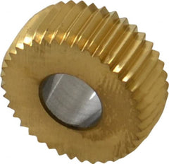Convex Knurl Wheel: 5/8″ Dia, 90 ° Tooth Angle, 20 TPI, Straight, Cobalt 1/4″ Face Width, 1/4″ Hole, Series GKV