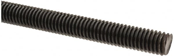 Value Collection - 3/8-16 UNC (Coarse), 6' Long, Medium Carbon Steel Threaded Rod - Black Oxide Finish, Right Hand Thread - Exact Tooling