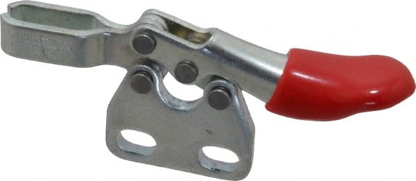 De-Sta-Co - 60 Lb Holding Capacity, Horizontal Handle, Manual Hold Down Toggle Clamp - 80° Handle Movement, 90° Bar Opening, U-Bar, Straight Base, Electro-Plated Zinc, Carbon Steel - Exact Tooling