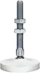 De-Sta-Co - 3/8-16 Carbon Steel Swivel Foot Tip Clamp Spindle Assembly - 61.98mm Thread Length, 90.4mm OAL, Flat Tip Cap, 2" Tip Surface Diam, Use with Toggle Clamps - Exact Tooling