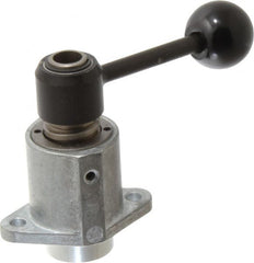 De-Sta-Co - 3,000 N Capacity, M6 Plunger, 12mm Plunger Diam, Flange Mt, Two Hand, Hand Lever Actuation, Variable Stroke Straight Line Action Clamp - Exact Tooling
