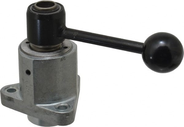 De-Sta-Co - 9,000 N Capacity, M8 Plunger, 16mm Plunger Diam, Flange Mt, Two Hand, Hand Lever Actuation, Variable Stroke Straight Line Action Clamp - Exact Tooling