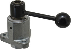 De-Sta-Co - 9,000 N Capacity, M8 Plunger, 16mm Plunger Diam, Flange Mt, Two Hand, Hand Lever Actuation, Variable Stroke Straight Line Action Clamp - Exact Tooling