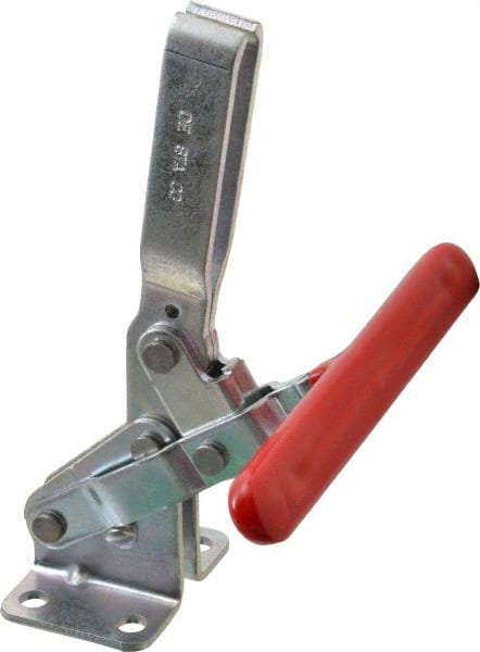 De-Sta-Co - 600 Lb Holding Capacity, Vertical Handle, Manual Hold Down Toggle Clamp - 58° Handle Movement, 103° Bar Opening, U-Bar, Flanged Base, Electro-Plated Zinc, Carbon Steel - Exact Tooling
