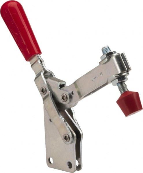 De-Sta-Co - 600 Lb Holding Capacity, Vertical Handle, Manual Hold Down Toggle Clamp - 58° Handle Movement, 103° Bar Opening, U-Bar, Straight Base, Electro-Plated Zinc, Carbon Steel - Exact Tooling