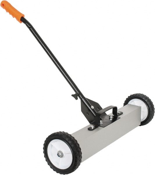 Shields Magnetics - 24" Long Push Magnetic Sweeper with Wheels - 6-13/16" Wide x 13" High x 48" Long, 7" Wheel Diam, 3/4 to 1-1/2" Clearance - Exact Tooling