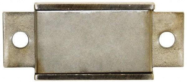 Mag-Mate - 1-3/8" Wide x 3/8" Thick, End Mount Neodymium Rare Earth Fixture Magnet - 44 Lb Average Holding Capacity, 43.5 Lb Max Holding Capacity, Stainless Steel Housing - Exact Tooling