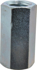 Value Collection - 1-8 UNC, 2-3/4" OAL Steel Standard Coupling Nut - Zinc-Plated Finish, 1-3/8" Width Across Flats - Exact Tooling