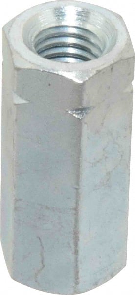 Made in USA - 1/2-13 UNC, 1-3/4" OAL Steel Standard Coupling Nut - Zinc-Plated Finish, 3/4" Width Across Flats - Exact Tooling