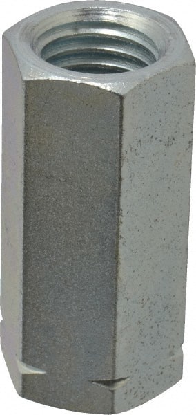 Made in USA - 3/4-10 UNC, 2-1/4" OAL Steel Standard Coupling Nut - Zinc-Plated Finish, 1" Width Across Flats - Exact Tooling