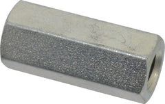 Made in USA - M10x1.50 Metric Coarse, 1-1/2" OAL Steel Standard Coupling Nut - Zinc-Plated Finish, 5/8" Width Across Flats - Exact Tooling