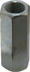 Value Collection - 5/8-18 UNF, 2-1/8" OAL Steel Standard Coupling Nut - Zinc-Plated Finish, 13/16" Width Across Flats - Exact Tooling