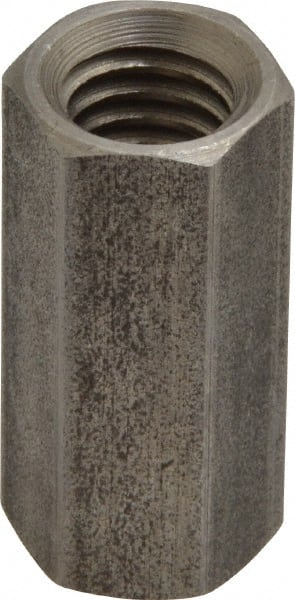 Made in USA - 3/8-16 UNC, 1-1/8" OAL Stainless Steel Standard Coupling Nut - 1/2" Width Across Flats - Exact Tooling