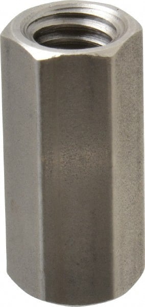 Made in USA - 3/8-16 UNC, 1-1/8" OAL Stainless Steel Standard Coupling Nut - 1/2" Width Across Flats - Exact Tooling